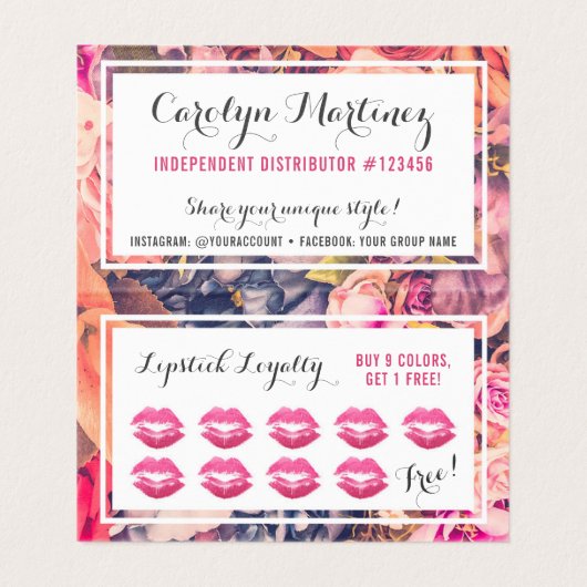 Lipstick Distributor Loyalty Stamp Kiss Dank u Kaart (Binnenkant ongevouwen)