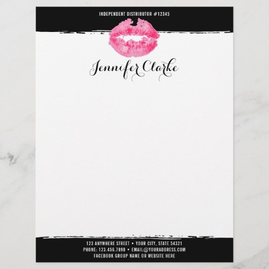 Lipstick Distributor Marketing Pink Lips Kiss Briefhoofd Sjabloon (Voorkant)