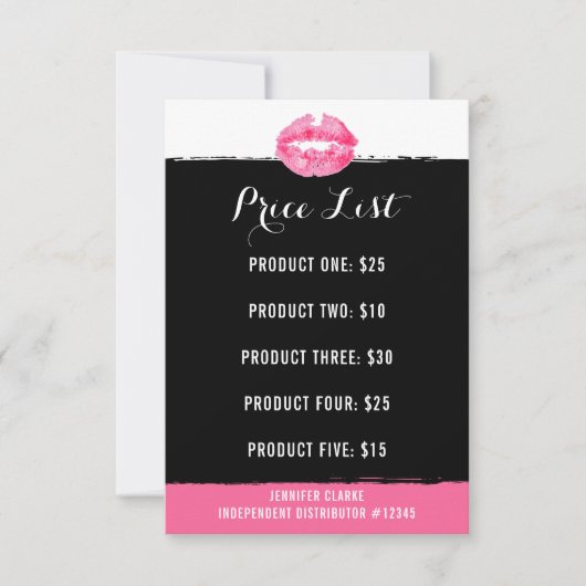 Lipstick Distributor Marketing Price List Kaart (Voorkant)