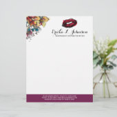 Lipstick Distributor Modern Floral Kiss Marketing Briefhoofd Sjabloon (Staand voorkant)