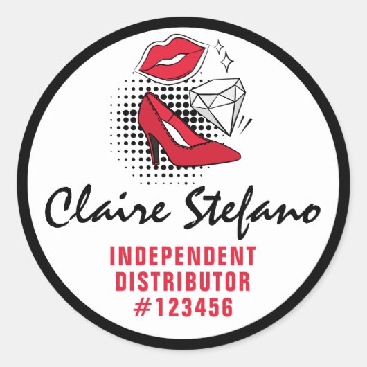 Lipstick Distributor Modern Glamor Beauty Kiss Ronde Sticker (Voorkant)