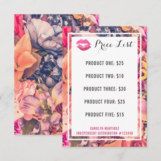 Lipstick Distributor Price List Floral Kiss Lips (Voorkant / Achterkant)