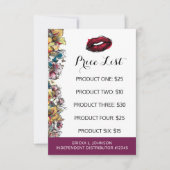 Lipstick Distributor Price List Guide Sheet Kiss (Voorkant)