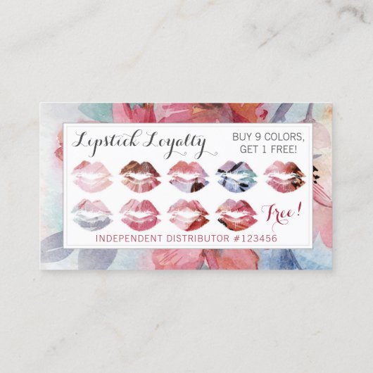 Lipstick Distributor Waterverf Kiss Loyalty Stamp (Achterkant)