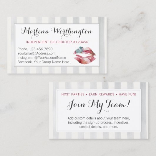 Lipstick Distributor Waterverf Kiss treedt toe in  Visitekaartje (Voorkant / Achterkant)