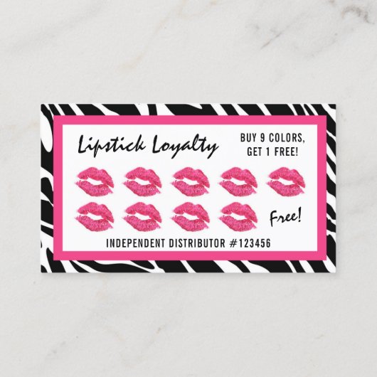 Lipstick Distributor Zebra Kiss Lips Loyalty Punch (Achterkant)