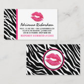 Lipstick Distributor Zebra Roze Kiss Plain Terug Visitekaartje (Voorkant / Achterkant)