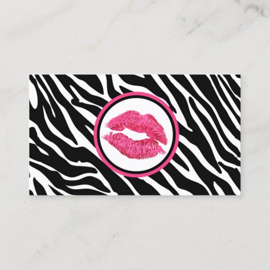 Lipstick Distributor Zebra Roze Kiss Plain Terug Visitekaartje (Achterkant)