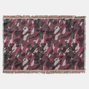 Lipstick en donker mauve camouflage abstract deken