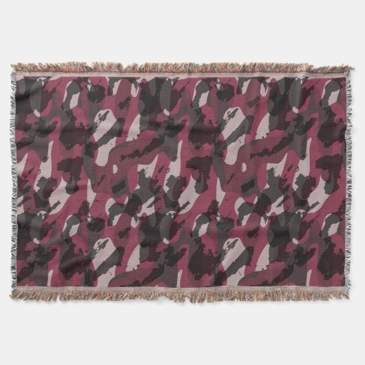 Lipstick en donker mauve camouflage abstract deken (Voorkant)