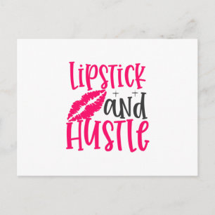 Lipstick en Hustle ontwerp- Make-up citaat Briefkaart