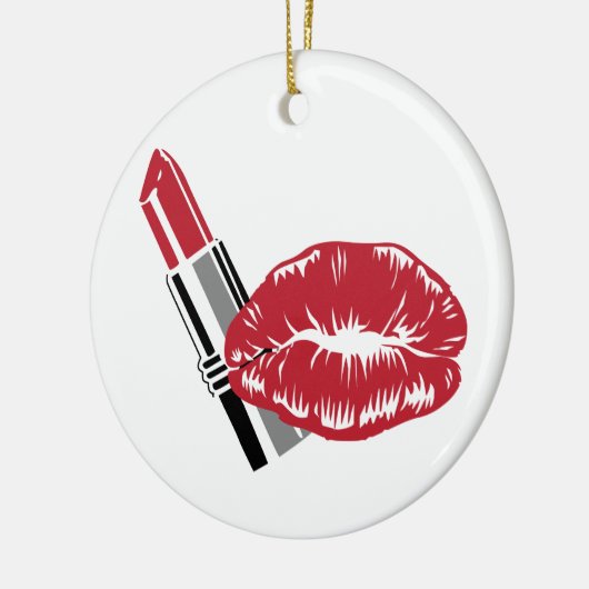 Lipstick en lips keramisch ornament (Links)