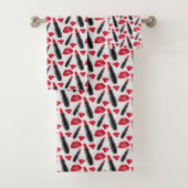 Lipstick en lips poka dot patroon bad handdoek (Insitu)