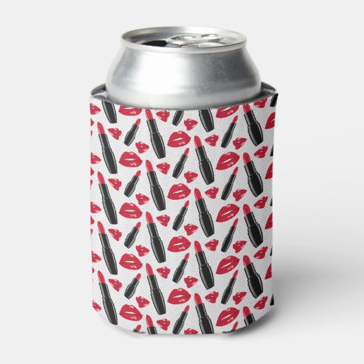Lipstick en lips poka dot patroon blikjeskoeler (Blikje Voorkant)