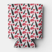 Lipstick en lips poka dot patroon blikjeskoeler (Voorkant)