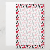 Lipstick en lips poka dot patroon briefpapier (Voorkant / Achterkant)