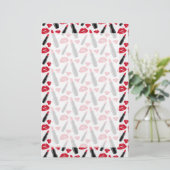 Lipstick en lips poka dot patroon briefpapier (Staand voorkant)