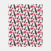 Lipstick en lips poka dot patroon fleece deken (Voorkant)
