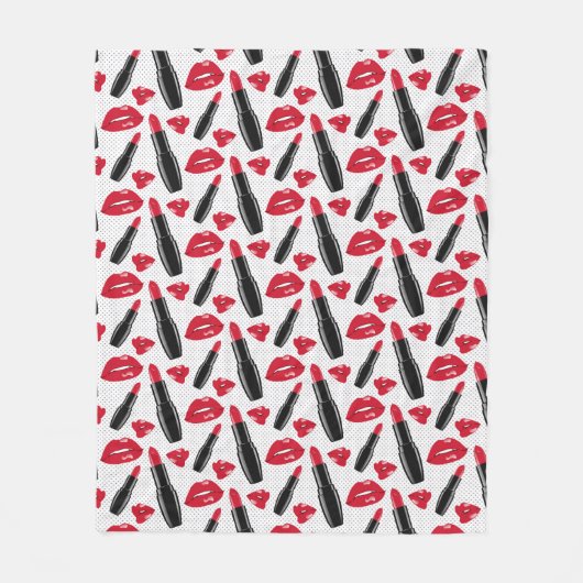 Lipstick en lips poka dot patroon fleece deken (Voorkant)