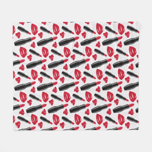 Lipstick en lips poka dot patroon fleece deken (Voorkant (Horizontaal))