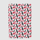 Lipstick en lips poka dot patroon golfhanddoek (Voorkant)