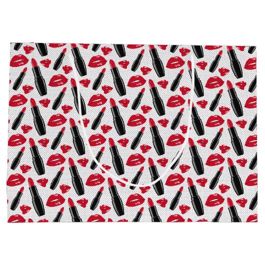 Lipstick en lips poka dot patroon groot cadeauzakje (Achterkant)