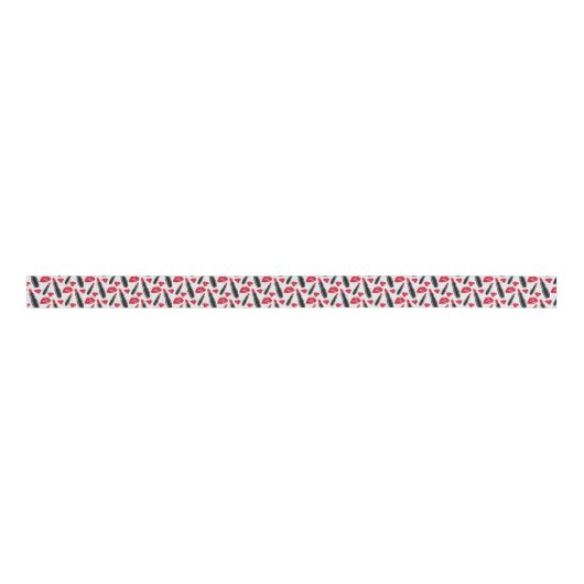 Lipstick en lips poka dot patroon grosgrain lint (Voorkant)