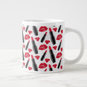 Lipstick en lips poka dot patroon grote koffiekop