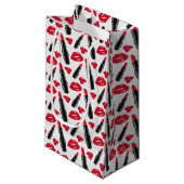 Lipstick en lips poka dot patroon klein cadeauzakje (Voorkant Gekanteld)