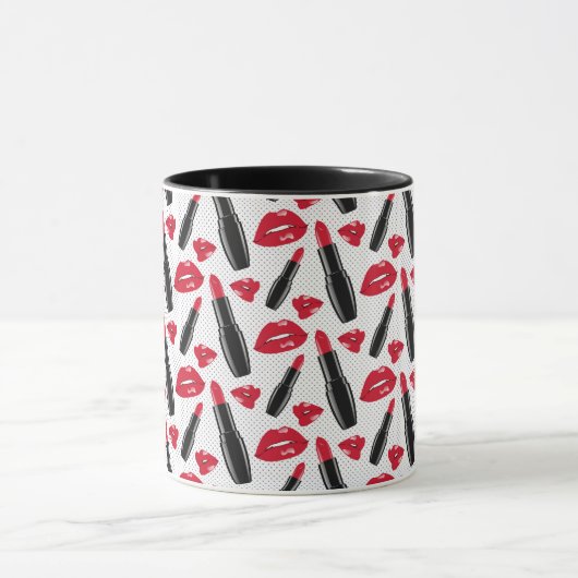Lipstick en lips poka dot patroon mok (Midden)