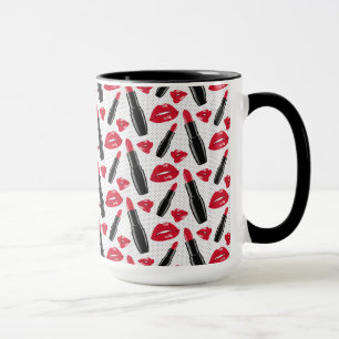 Lipstick en lips poka dot patroon mok
