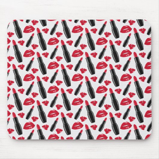 Lipstick en lips poka dot patroon muismat (Voorkant)