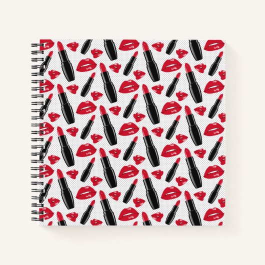 Lipstick en lips poka dot patroon notitieboek (Voorkant)