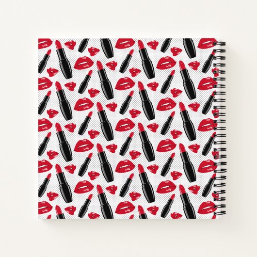 Lipstick en lips poka dot patroon notitieboek (Achterkant)