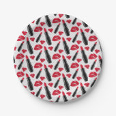 Lipstick en lips poka dot patroon papieren bordje (Voorkant)