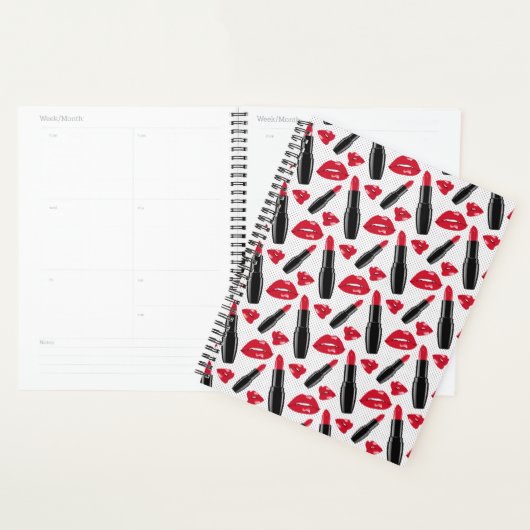 Lipstick en lips poka dot patroon planner (Display)