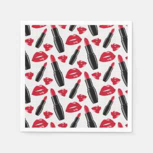 Lipstick en lips poka dot patroon servet