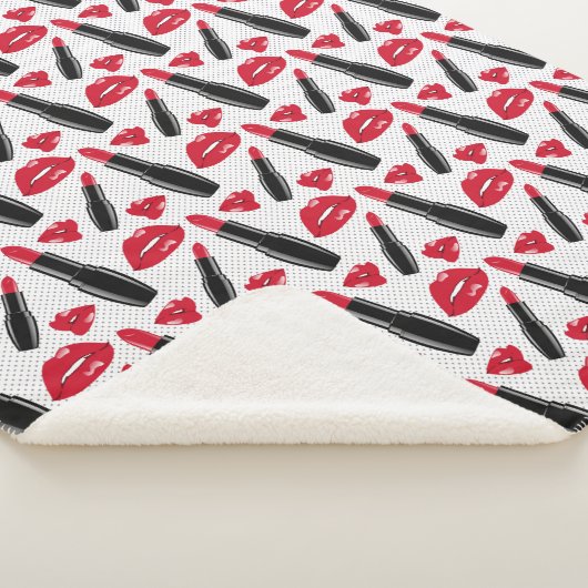 Lipstick en lips poka dot patroon sherpa deken (3/4)