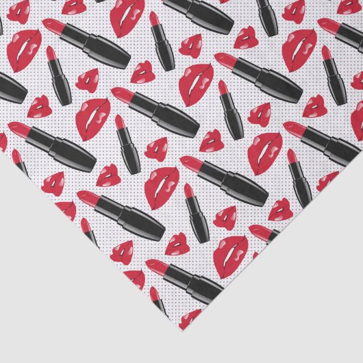Lipstick en lips poka dot patroon tissuepapier (Detail)