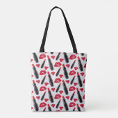 Lipstick en lips poka dot patroon tote bag (Achterkant)