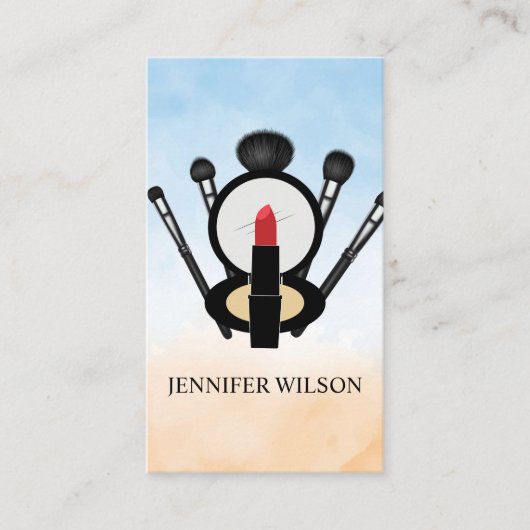 Lipstick en make-upspiegel | Mua kwasten Visitekaartje (Voorkant)