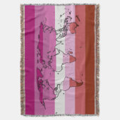 Lipstick esbian pride vlag met wereldkaart deken (Voorkant Verticaal)