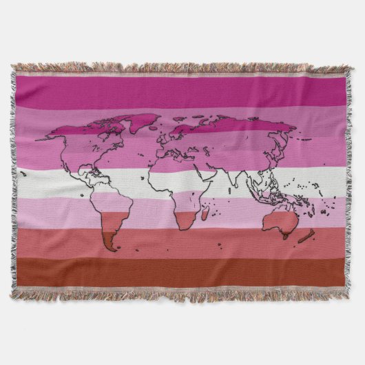 Lipstick esbian pride vlag met wereldkaart deken (Voorkant)