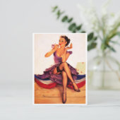 Lipstick Girl Pin Up Briefkaart (Staand voorkant)