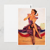 Lipstick Girl Pin Up Briefkaart (Voorkant / Achterkant)