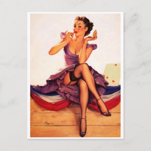Lipstick Girl Pin Up Briefkaart (Voorkant)