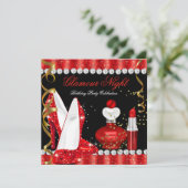 Lipstick Glitter Glamour Night Red Gold Kaart (Staand voorkant)