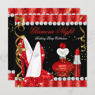 Lipstick Glitter Glamour Night Red Gold Kaart