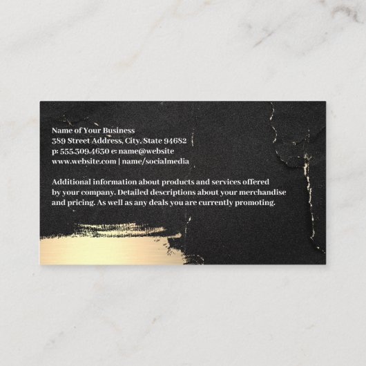 Lipstick | Goud geborsteld | Zwarte marmer Visitekaartje (Achterkant)