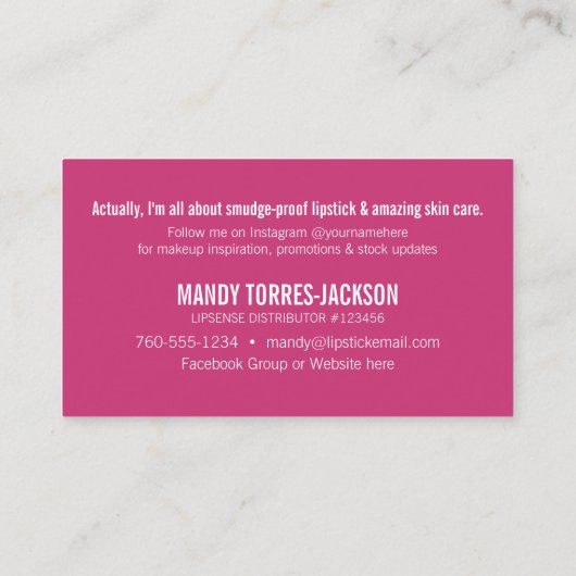 Lipstick Hustler Visitekaartje (Achterkant)